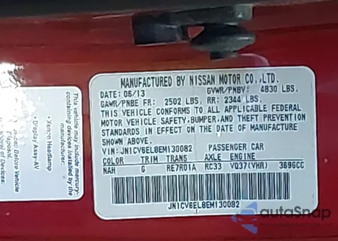 2014 Infiniti Q60 Journey/Ipl из США, поврежденный, VIN JN1CV6EL8EM130082